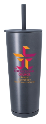 Astrid Recycled Stainless Steel Vacuum Tumbler - 24 oz. - Metallic black